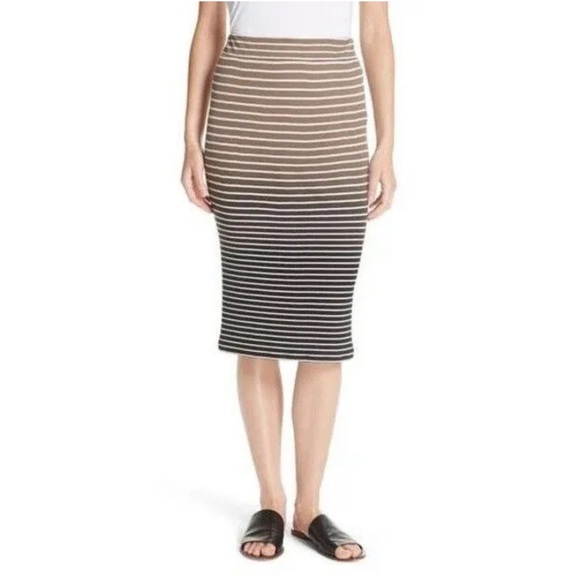 ATM Anthony Thomas Melillo Dresses & Skirts - ATM Anthony Thomas Melillo Brown Black Ombré Dip Dye Striped Skirt Size L NWT